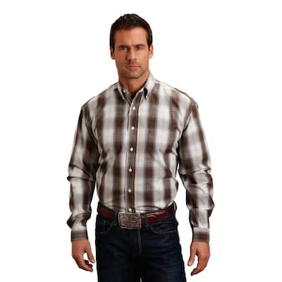 Stetson Western Shirt Mens Plaid Long Sleeve Brown 11-001-0579-0769 BR