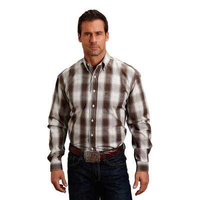 Stetson Western Shirt Mens Plaid Long Sleeve Brown 11-001-0579-0769 BR