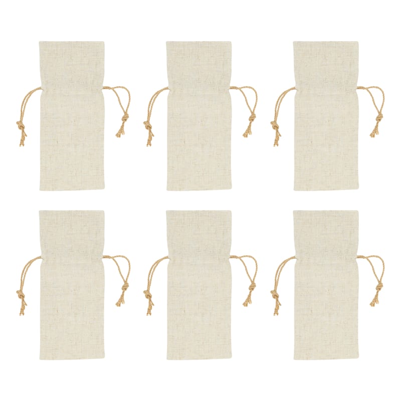 Linen Blend Reusable Artisan's Touch Bottle Bag