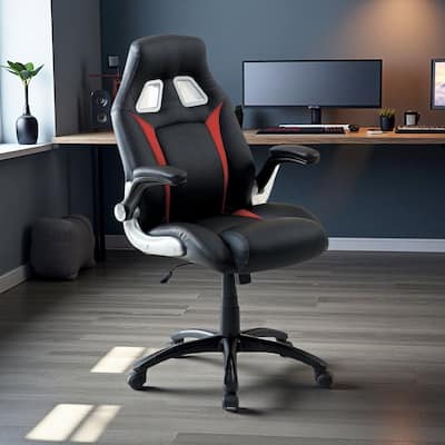 Metal Frame Gaming Office Chair with Padded Armrests and Height Adjustment