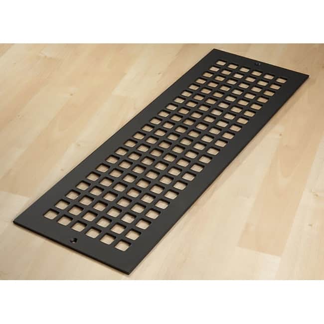 Reggio Registers Grid Series 6" x 22" Floor Grille without Mounting - Black Steel