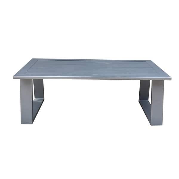 Shop Marina 28x50 Inch Aluminum Coffee Table Best Outdoor Patio Furniture W 49 8 In X H 17 91 In X D 26 38 In Overstock 21655218 Wood Grained