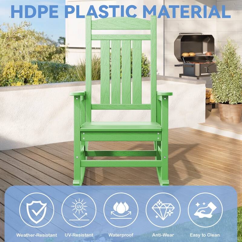 High-Back Oversized Plastic Rocking Chair –Stable & Smooth Glide
