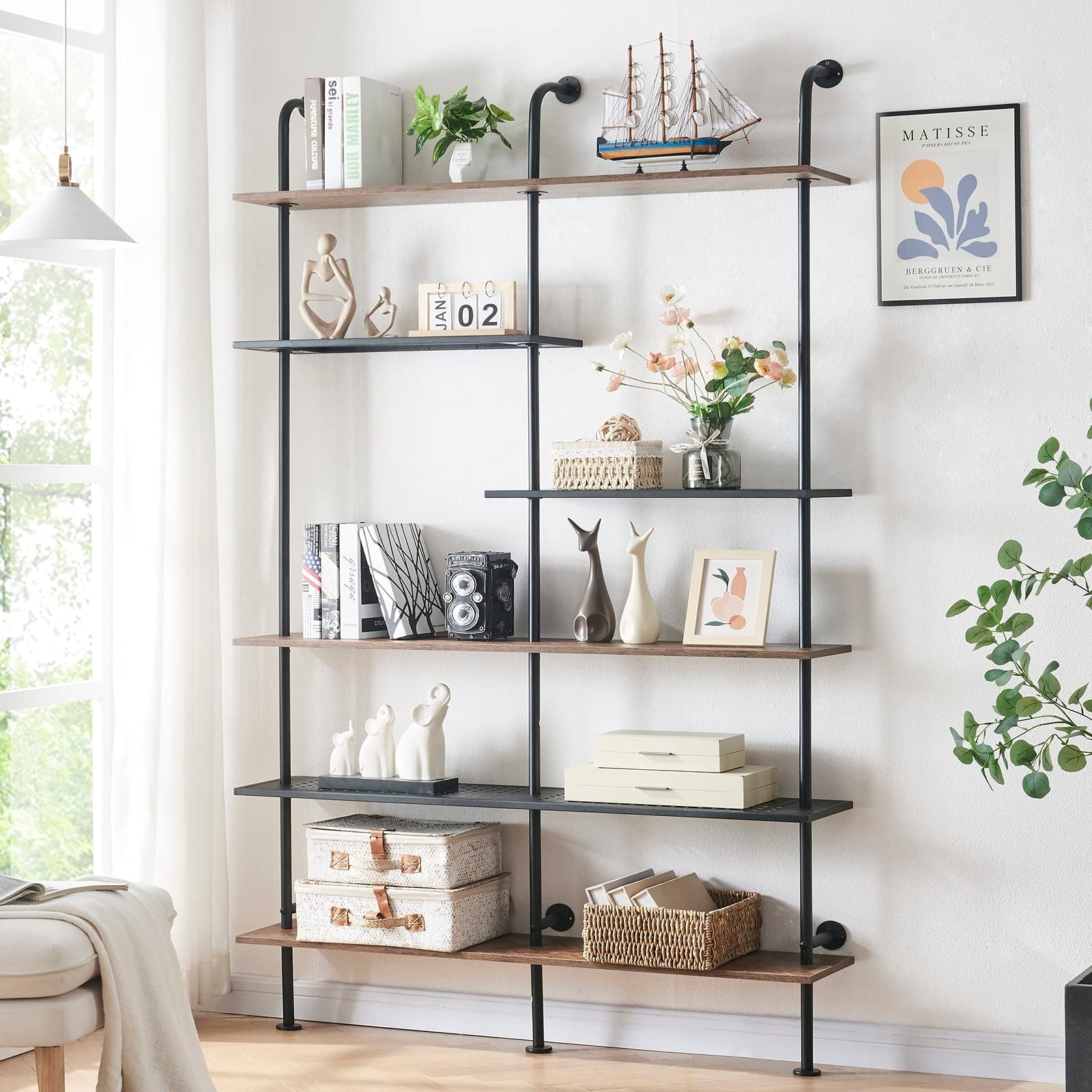 Open wall mount ladder clearance bookshelf