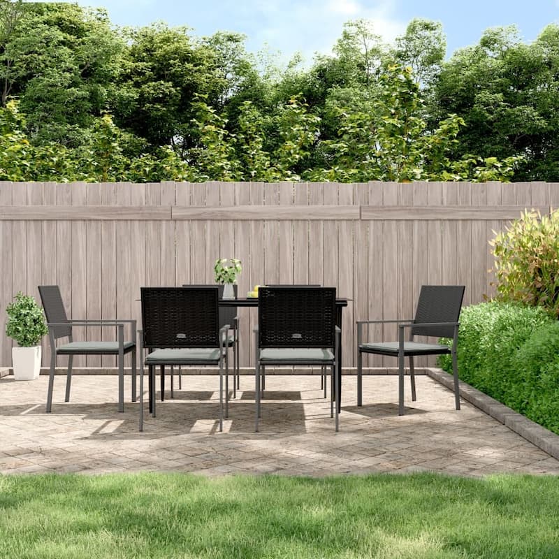 vidaXL 3/5/7/9 Piece Patio Dining Set with Cushions Poly Rattan and Steel