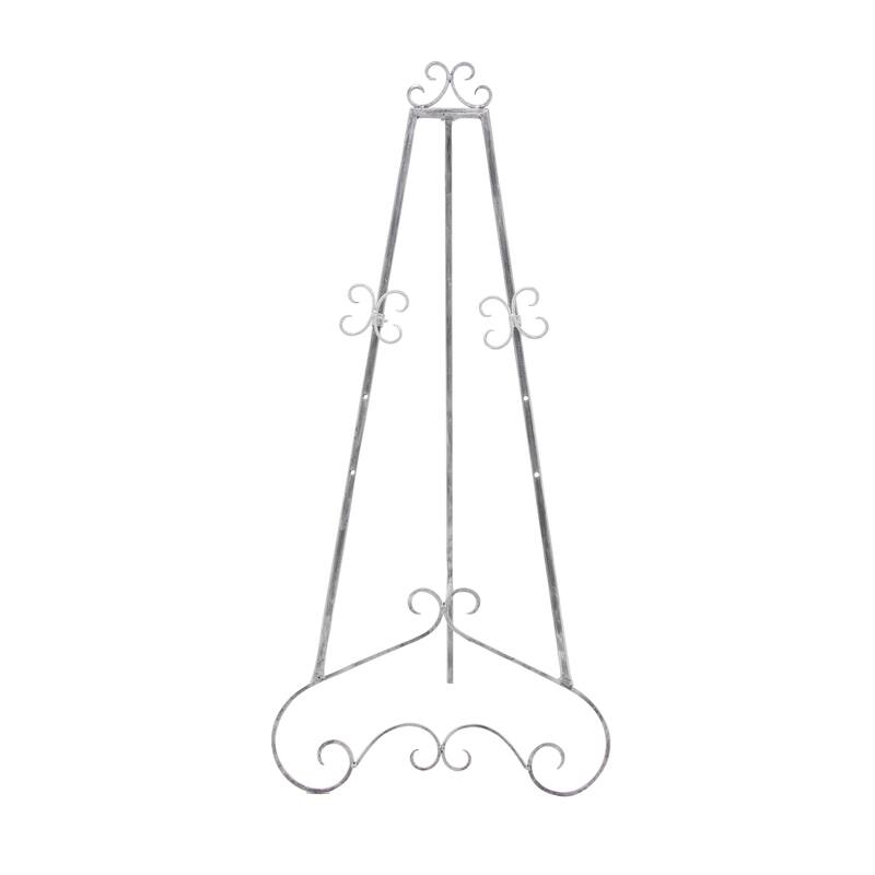 Gray Metal Large Adjustable 3 Tier Scroll Display Easel with Chain Support