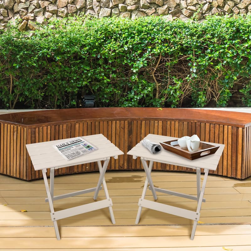 Solid Wood Portable Folding Side Table Set of 2 - 18"W x 13.75"D x 18"H