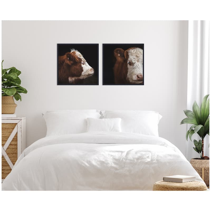 Kate and Laurel Cow Close 2 Piece Framed Canvas Wall Art Set by Emiko and Mark Franzen F2 Images