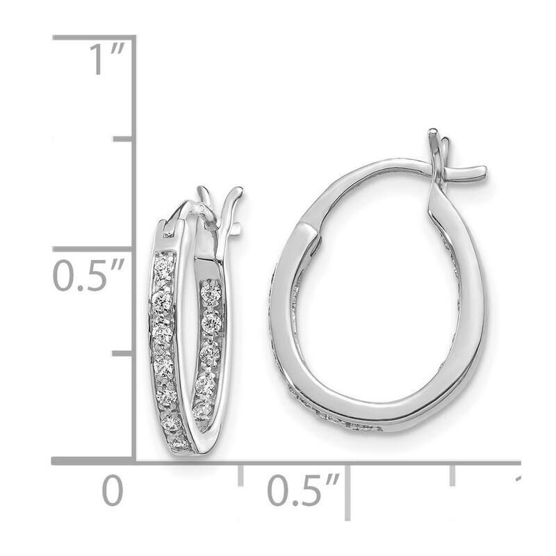 Curata 14k White Gold Diamond In Out Hoop Earrings - 15x14mm Wide 2mm Thick