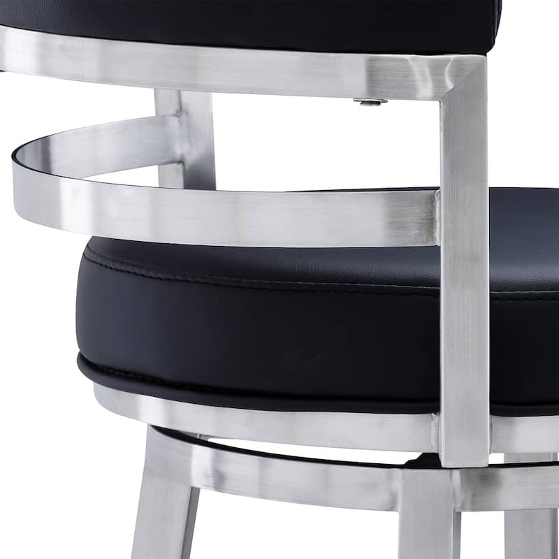 Modern Faux Leather Bar or Counter Height Swivel Bar Stool