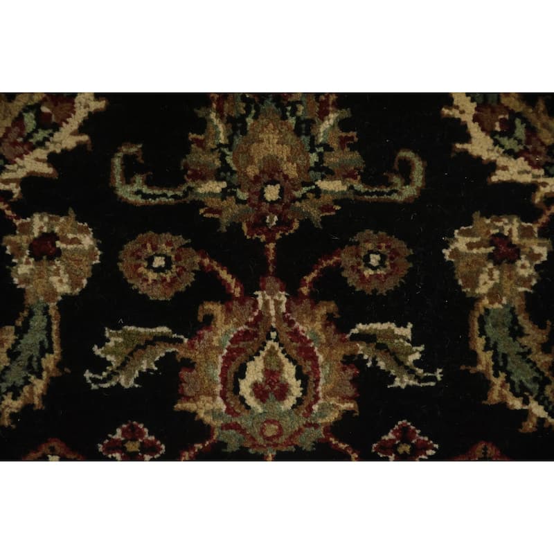 Hand Knotted Oriental 100% Wool Carpet Traditional All-Over Black Agra Area Rug - 5' 11'' X 5' 11''