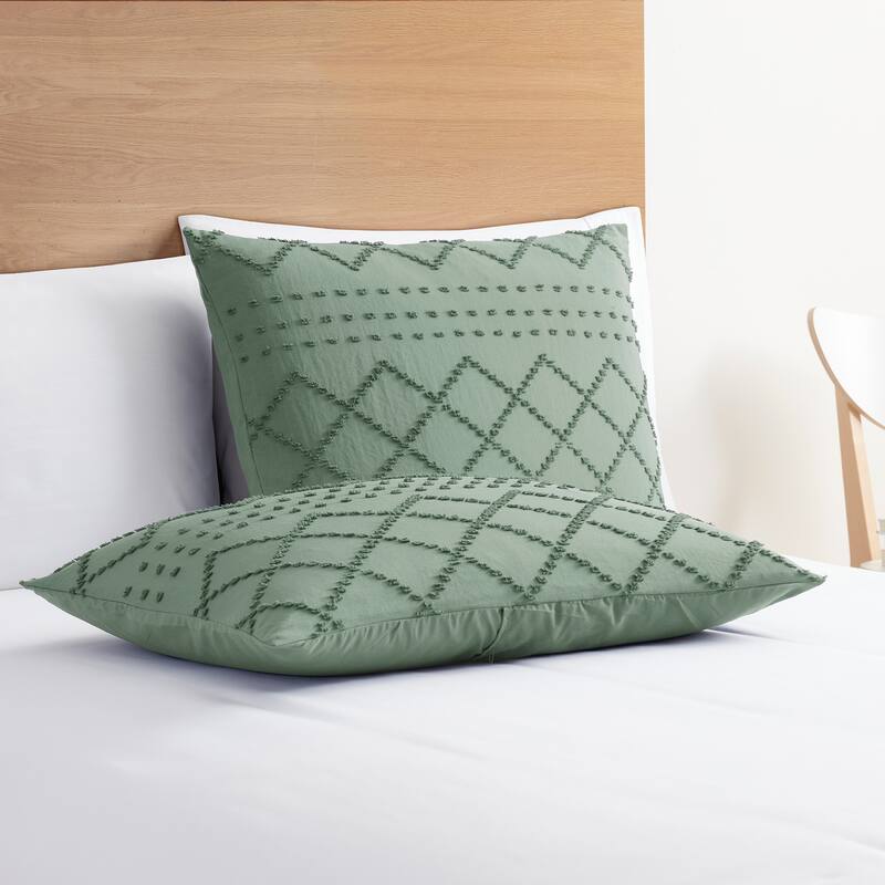 Nestl Boho Tufted Embroidery Double Brushed Duvet Cover with Button Closure