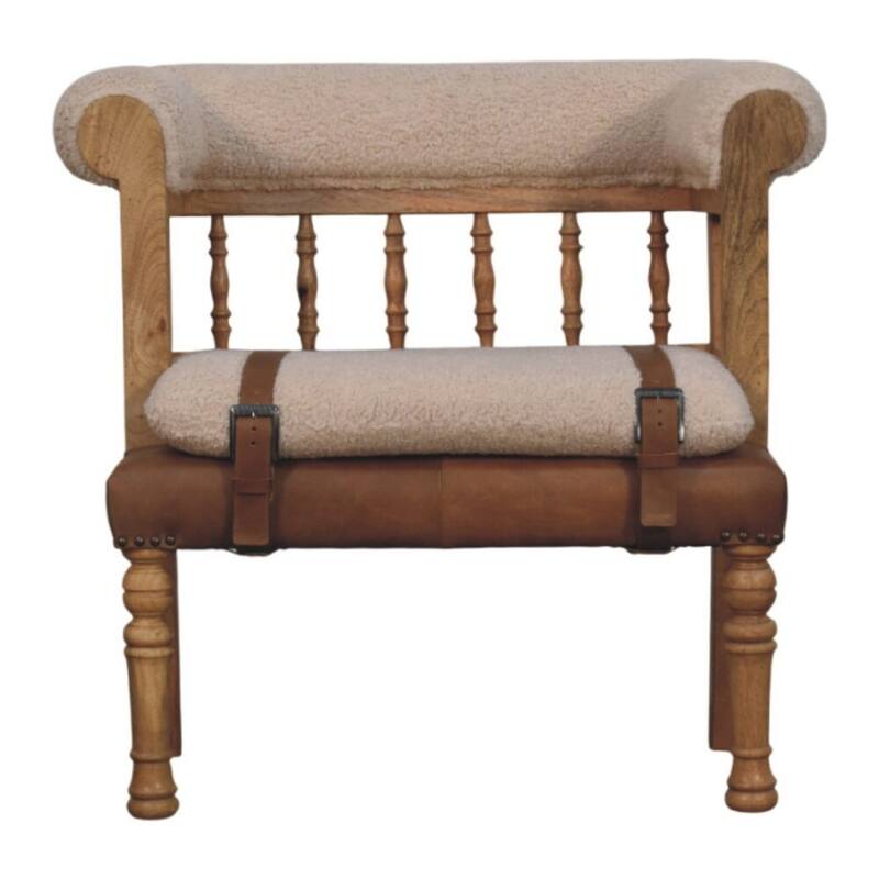 Artisan Furniture Solid Wood Strapped Hallway Boucle Bench