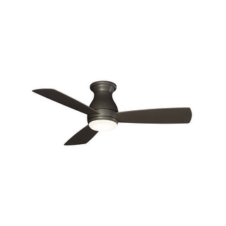 Fanimation Hugh 44 inch Indoor/Outdoor Flush Mount Ceiling Fan with LED Light Kit and Remote - Matte Greige