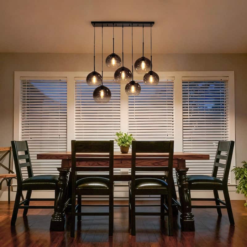 Ultra Modern 7-Light Sculptural Gradient Glass Island Pendant - 39.4in