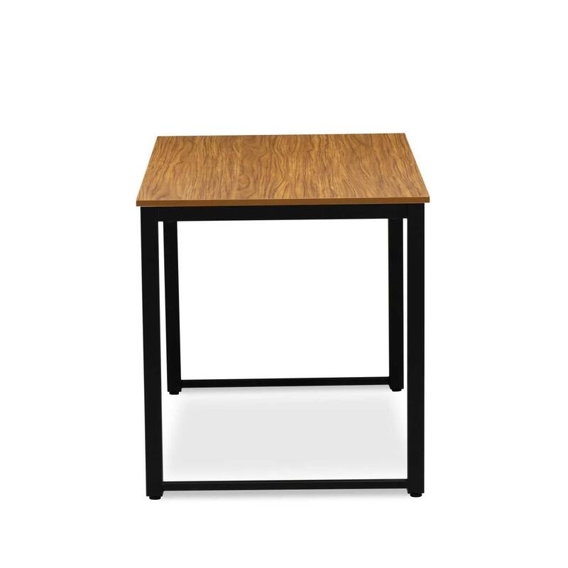 HomeStock 3-Piece Solid Wood Laminate Top Black and Brown Finish Dining Set - 1 Dining Table and 2 Benches in Powder Coating