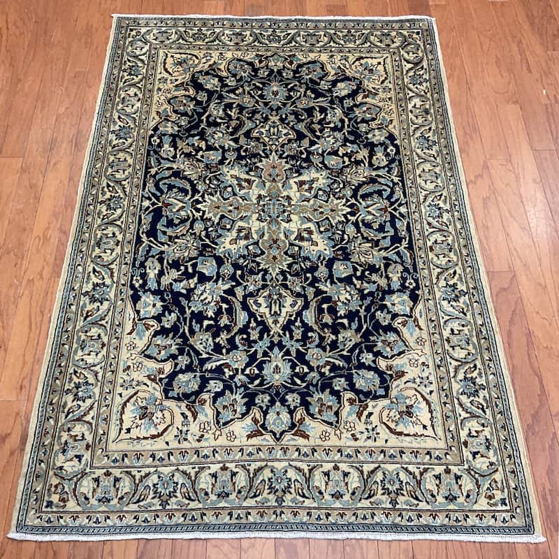 HERAT ORIENTAL Handmade Fine Nain Wool & Silk Rug - 3'11" x 5'9"