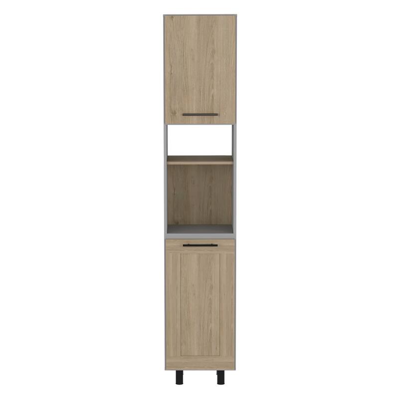 Kitchen Pantry, Double Door, Six Shelves -Light Pine