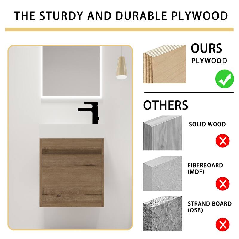 18 Inch Single Sink Bathroom Vanity with Soft Close Door, 18x10