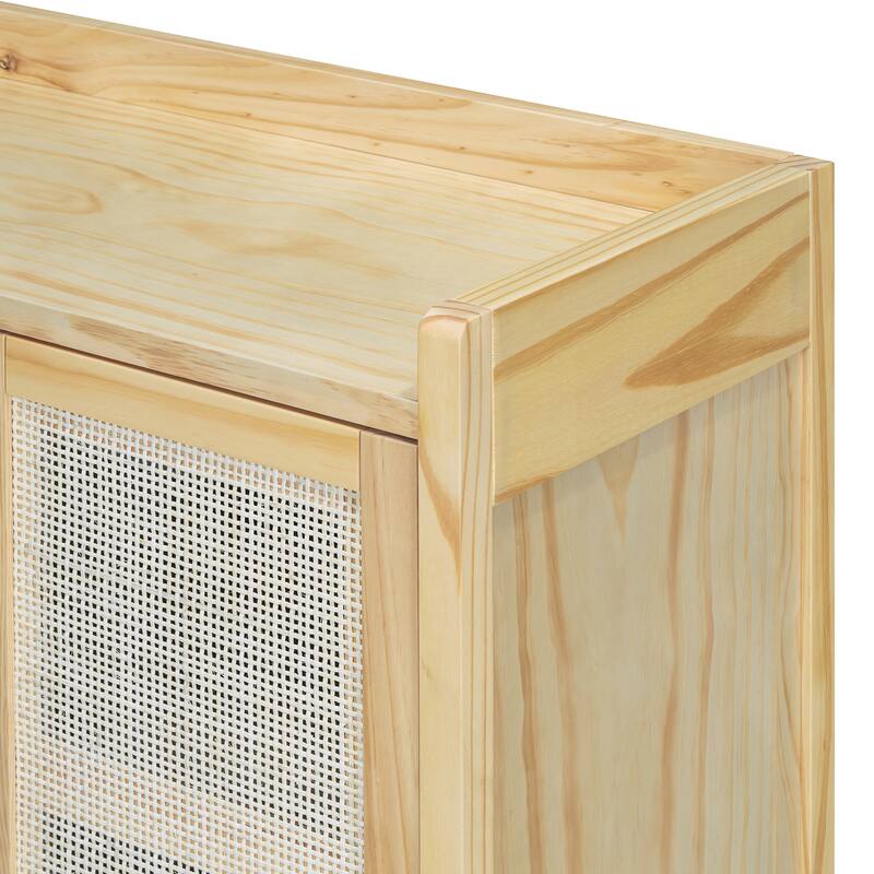 Rattan Cabinet Doors Sideboard Buffet Storage Cabinet Console Table