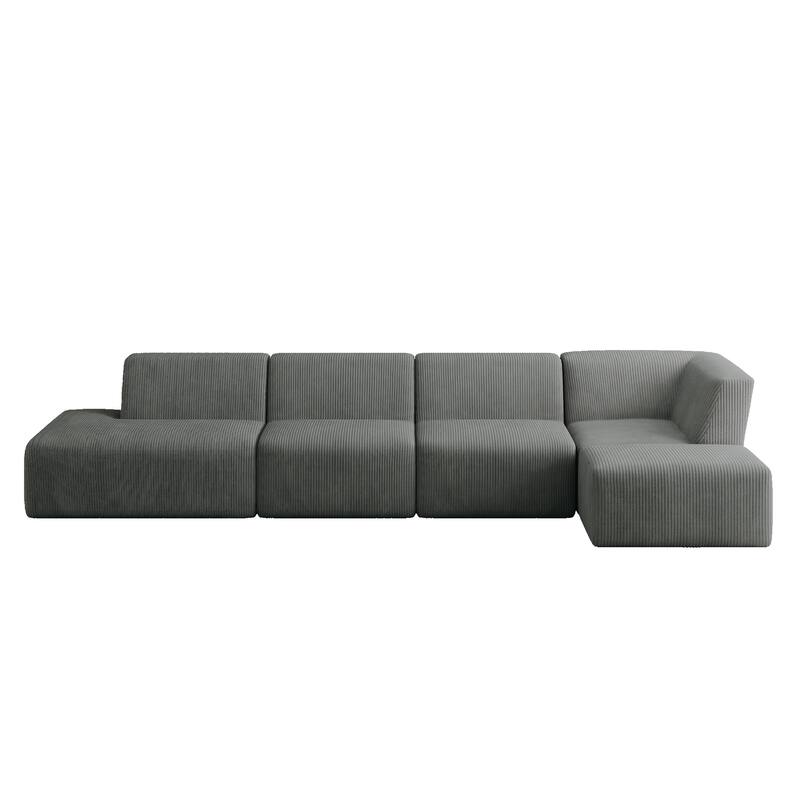 Corduroy Fully Sponge Molded Modular Sectional Sofa with Ottoman