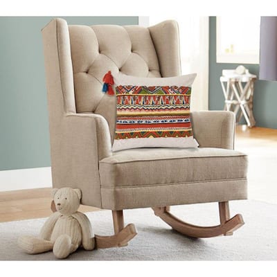 Embroidered Square Cotton Throw Pillow with Pom Pom - 20" - Multicolor