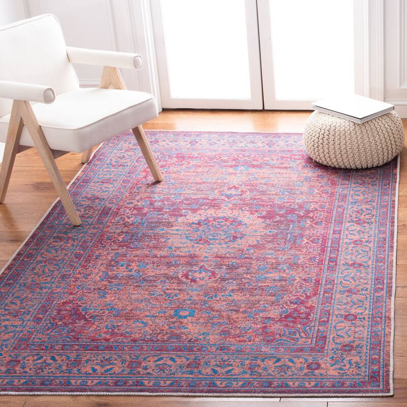 SAFAVIEH Serapi Machine Washable Netta Shabby Chic Distressed Rug - 9' x 12' - Gold/Blue