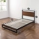 preview thumbnail 8 of 6, Black Twin Size Metal Wood Platform Bed Frame with Headboard and Cherry Finish