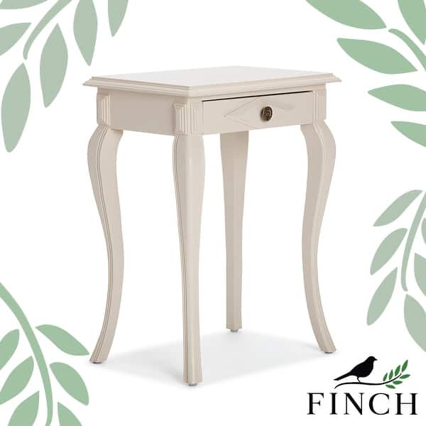 Finch Collins Side Table with Drawer, Creamy White Overstock 31272708
