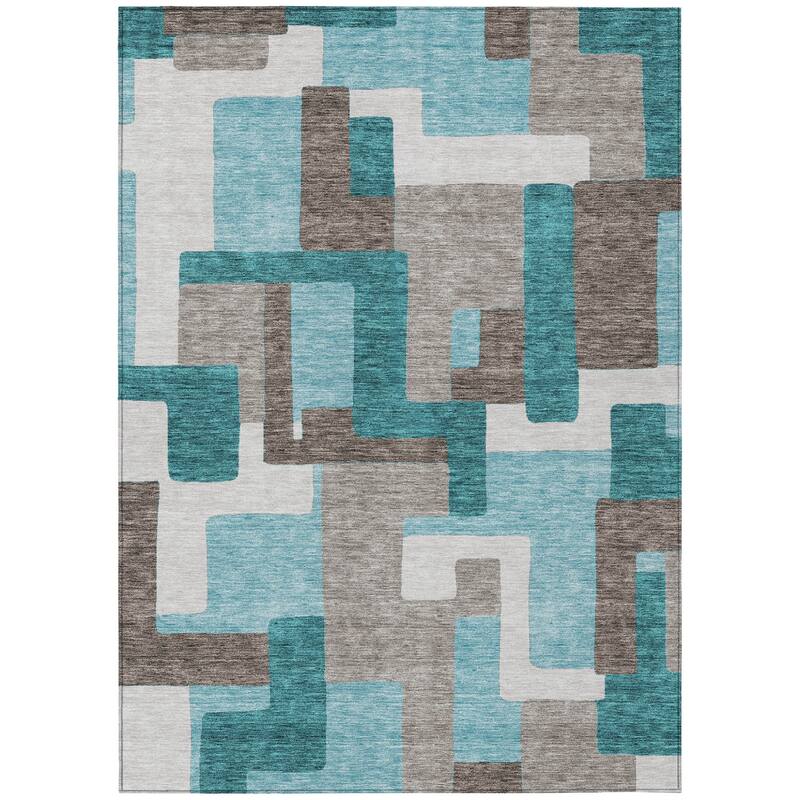 HomeRoots Abstract Transitional Rectangle Outdoor Rug