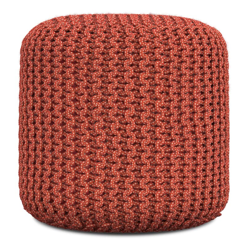 WYNDENHALL Allish Round Knitted Pouf in Orange Recycled PET Polyester