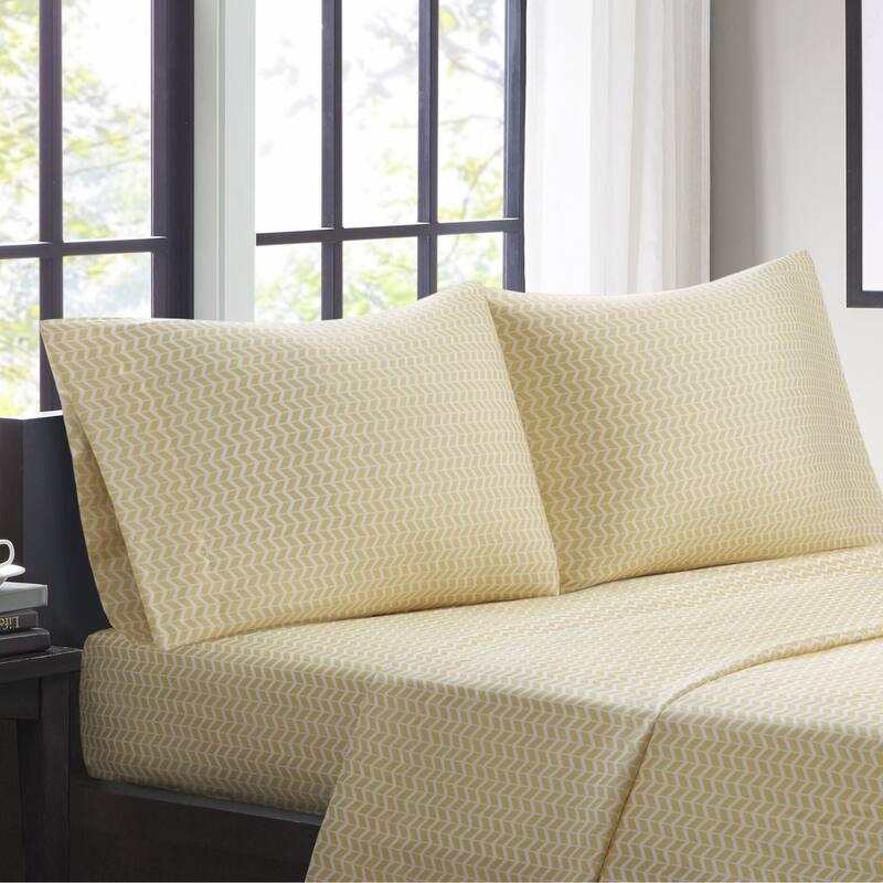 Porch & Den Denver Chevron Microfiber Bed Sheet Set - Twin - Yellow