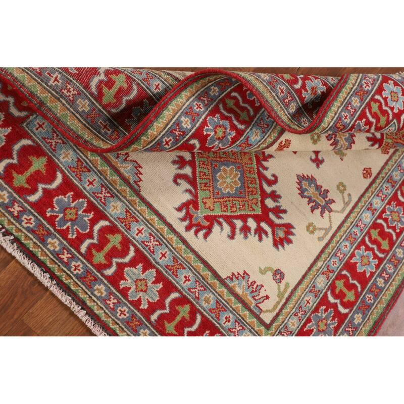 Kazak Foyer Rug Handmade Traditional Beige Wool Carpet - 3'7" x 4'8"
