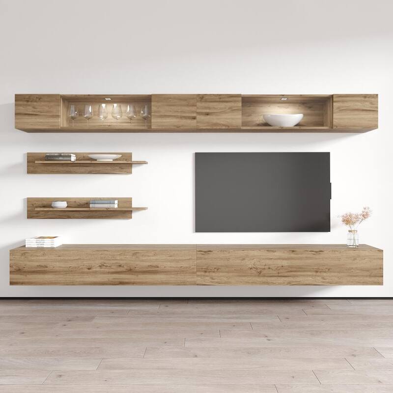 Fly I3 30TV Wall Mounted Floating Modern Entertainment Center - Oak