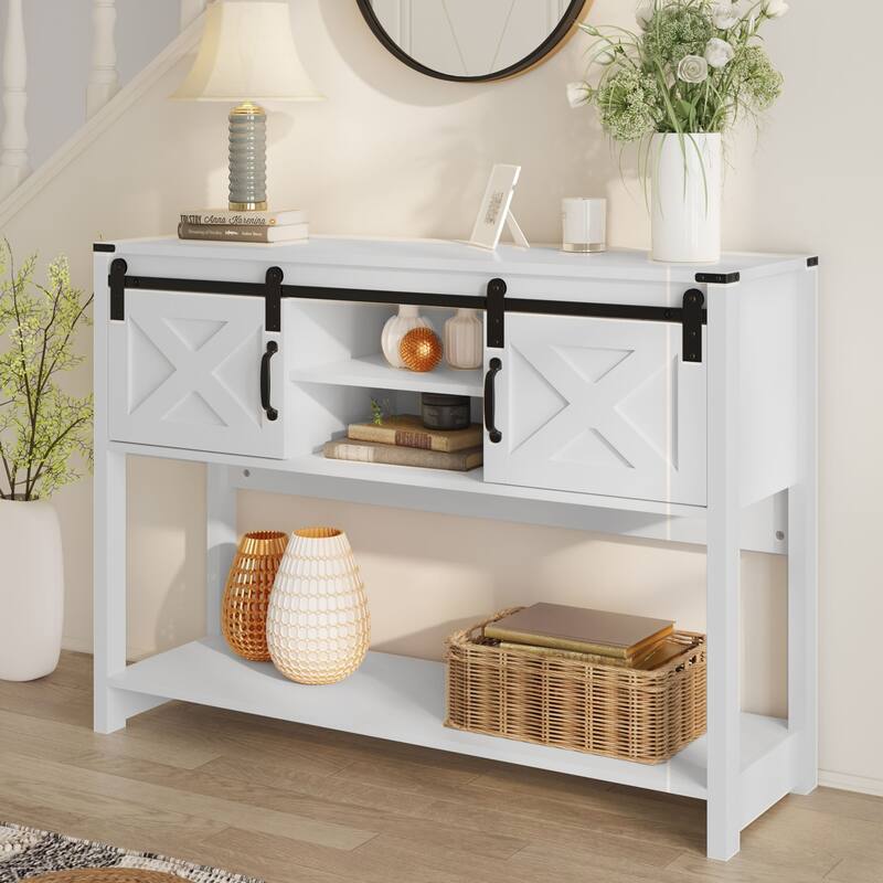 46" Console Table with Sliding Barn Door