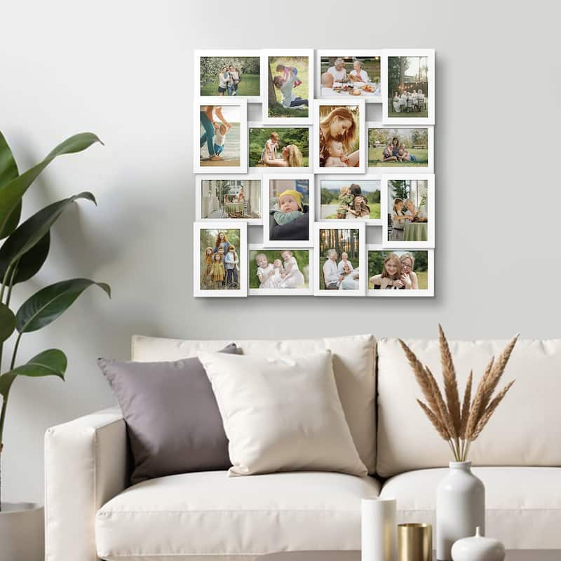 16 Opening Collage Picture Frames Large Photo Frame Collage Wall Hanging for 4x6 Photo - White