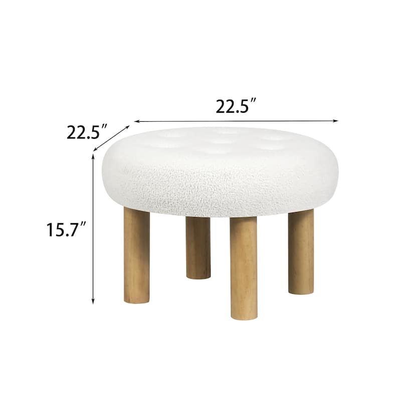 Adeco 23" Round Ottoman Footrest for Living Room