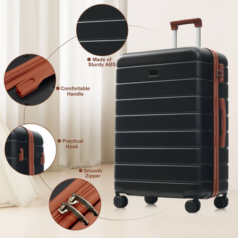 Premium ABS Travel Luggage Set,Three-Piece TSA Lock Suitcase Ensemble