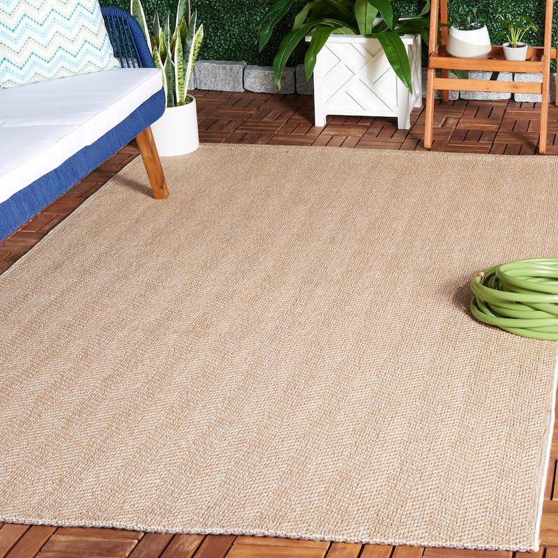 SAFAVIEH Sisal All-Weather Aoife Transitional Indoor/Outdoor Rug - 6'7" Square - Natural