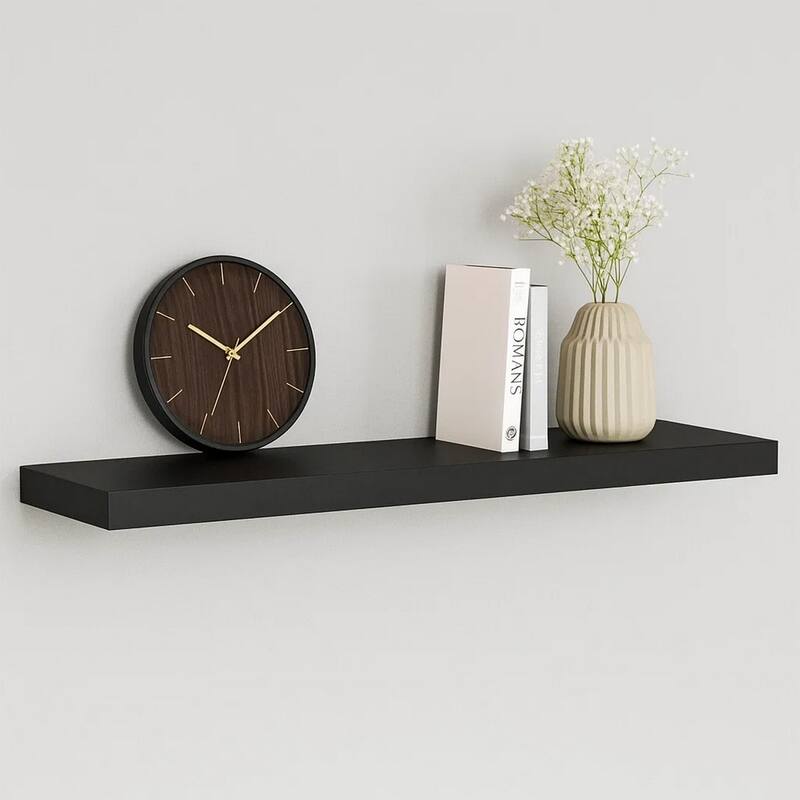 Zyno Floating Wall Shelf, 35 Inch, Matte Black MDF Body