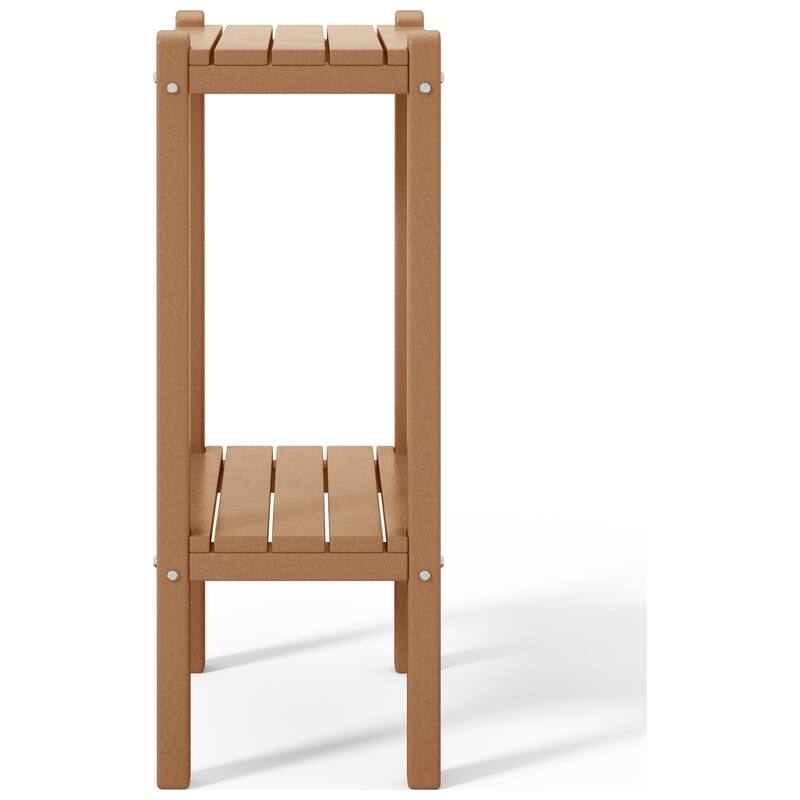 Polytrends Laguna Hdpe All Weather Outdoor Patio Two Shelf Square Table