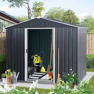8ft x 6ft Outdoor Metal Storage Shed with Floor Base