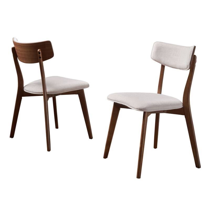 Chazz Mid-Century Modern Upholstered Rubberwood Dining Chairs (Set of 2) by Christopher Knight Home