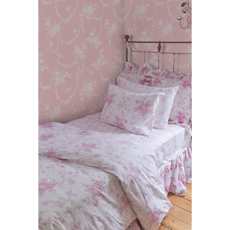LoveShackFancy Chandelier Gates Easter Pink Floral Drape Wallpaper