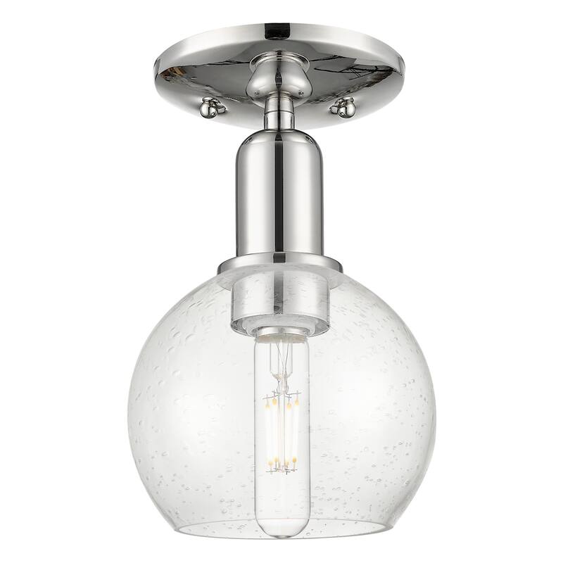 Innovations Lighting 716-1C-10-6 Athens Semi-Flush Athens 6" Wide - Polished Nickel / Seedy
