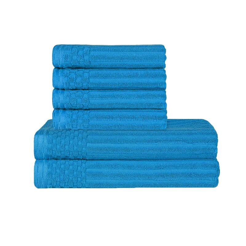 Superior Ribbed Cotton Absorbent Heavyweight Hand Towel and Bath Towel Set
