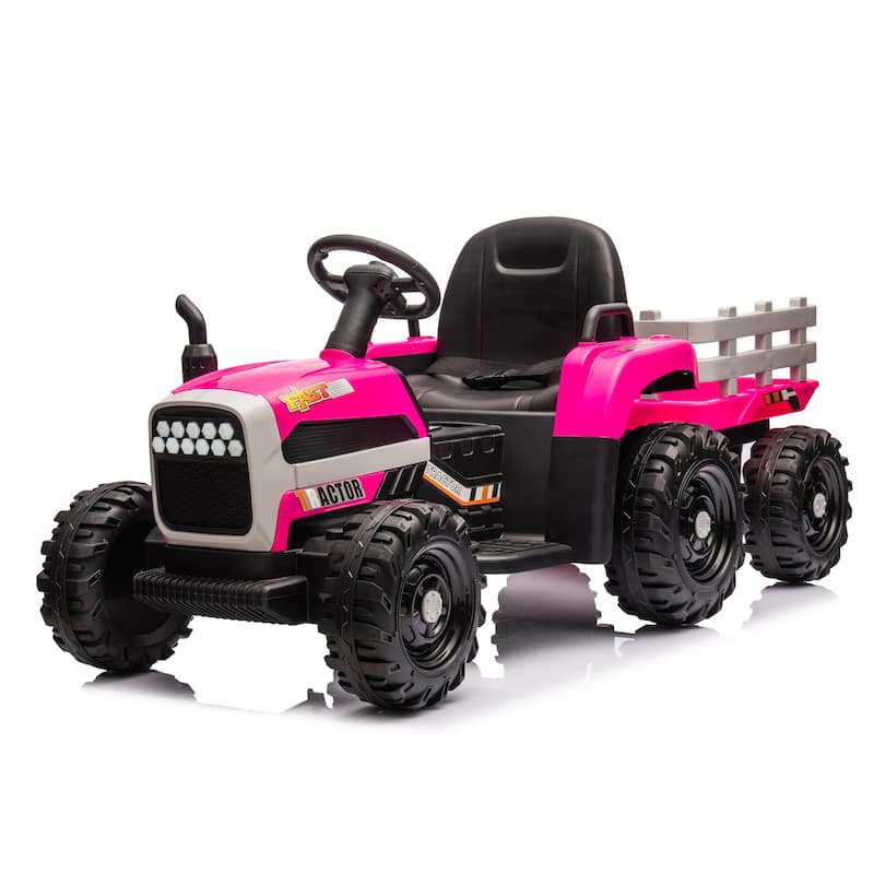 Ride on Tractor,Trailer,24VBattery Powered Electric Toy,200w*2motor 1.86-4.97MPH,Remote Control,3 speed adjustable,LED,safe belt