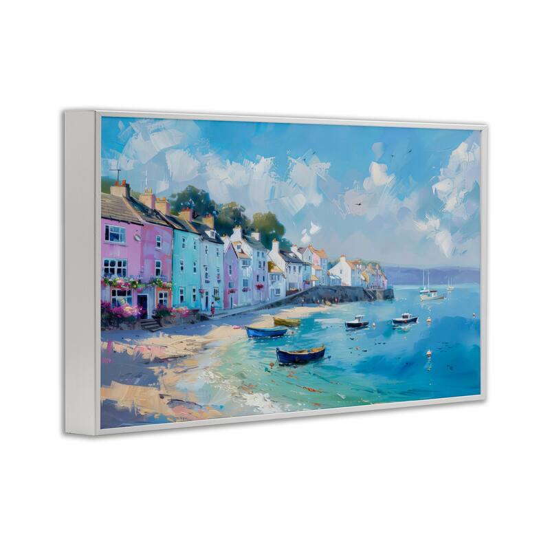 Stupell Seaside Village Cottages Framed Giclee Art Design By LSR Design Studio