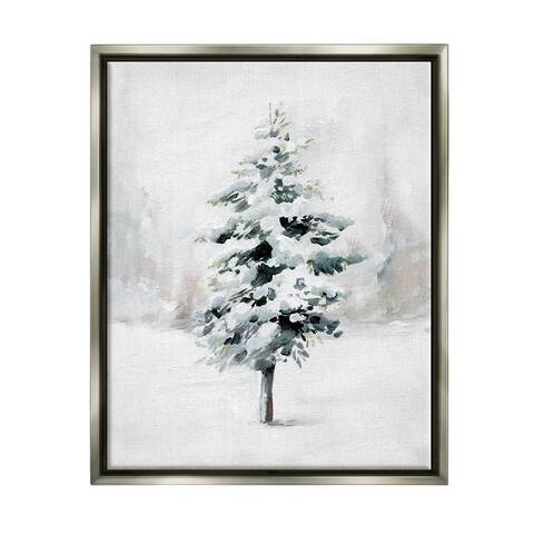 Stupell Industries Wintery Snow Tree Scene Floater Canvas Wall Art by Caverly Smith