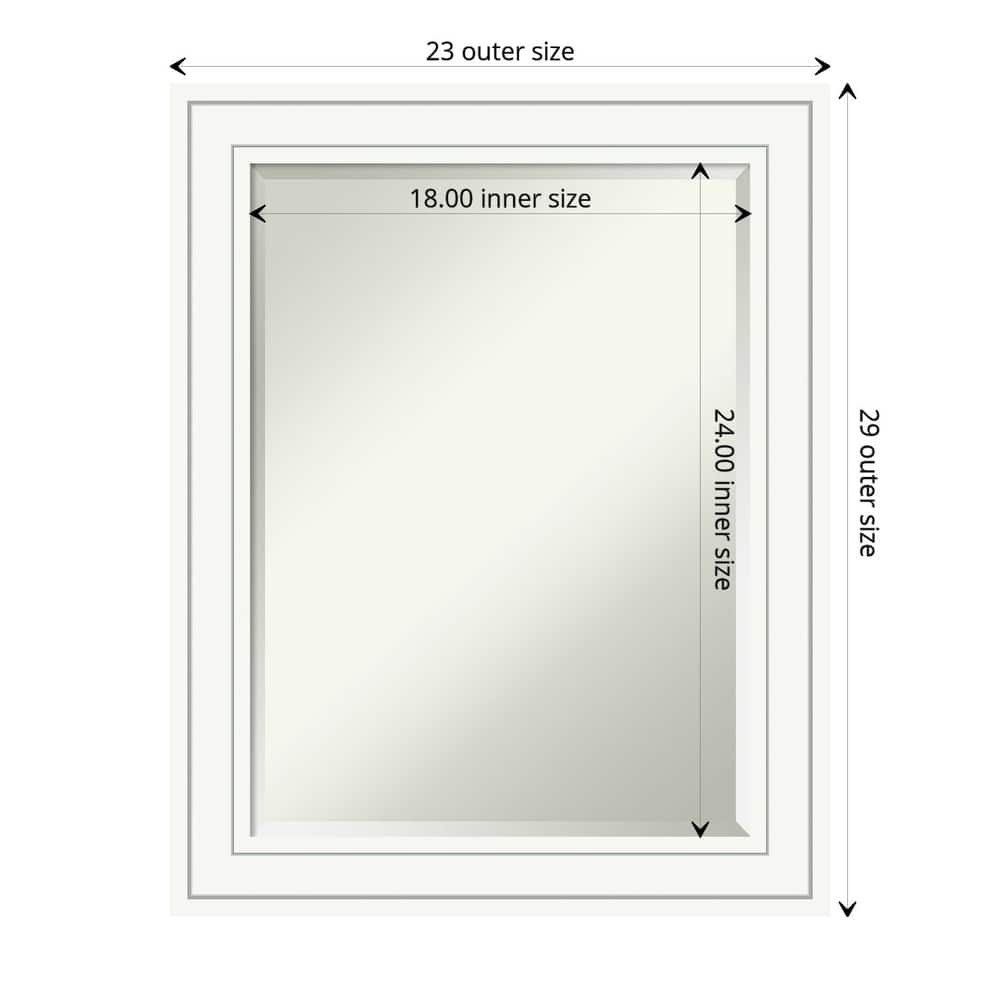 Beveled Wood Bathroom Wall Mirror - Craftsman White Frame
